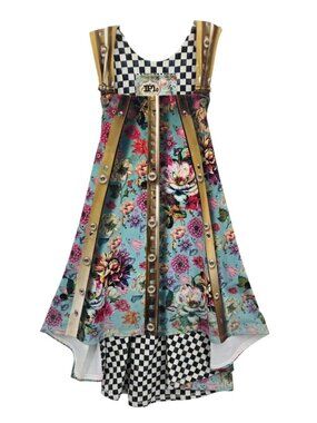 IPNG Designer Dress Jumper Floral Size L 8-10 Pockets Boho Artsy Statement